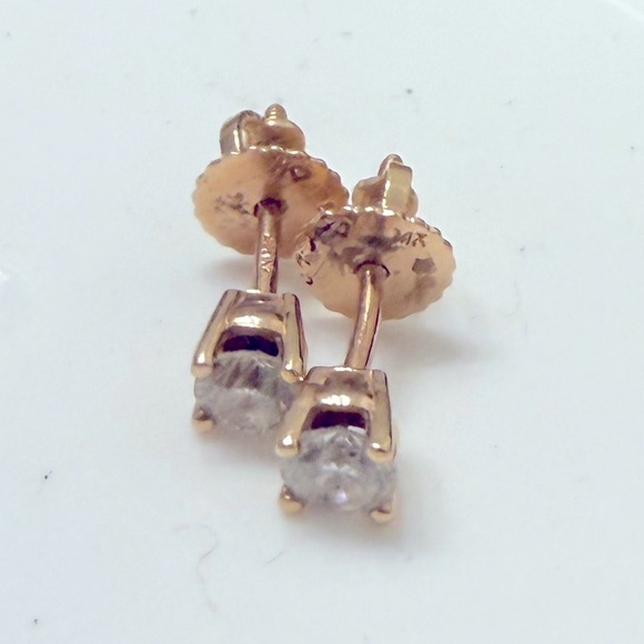 14K Diamond Solitaire Stud Earrings